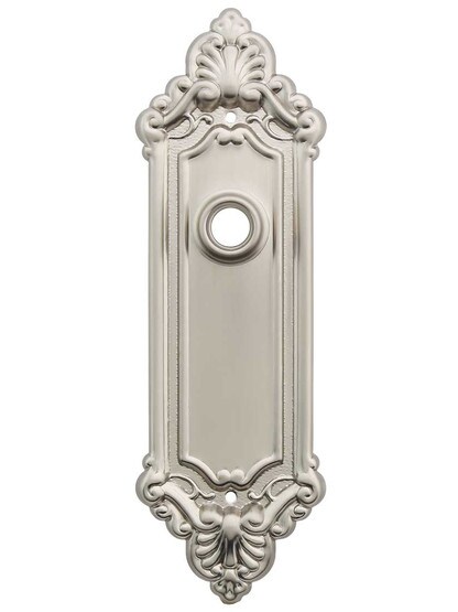 Stamped Brass French-Baroque Back Plate in Satin Nickel.